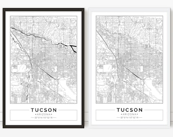 Tucson arizona map Etsy graphic regarding Printable Map of Tucson Az referred to as Tucson arizona map Etsy